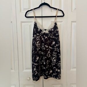 Elegant Black and White Floral Chemise